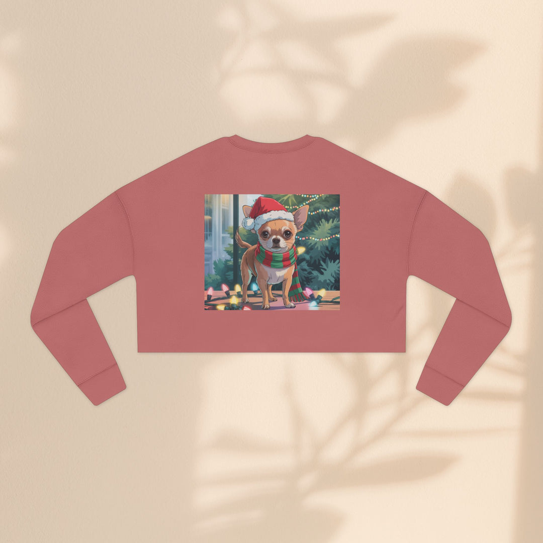 Festive Chihuahua Cropped Sweatshirt, Holiday Sweatshirt