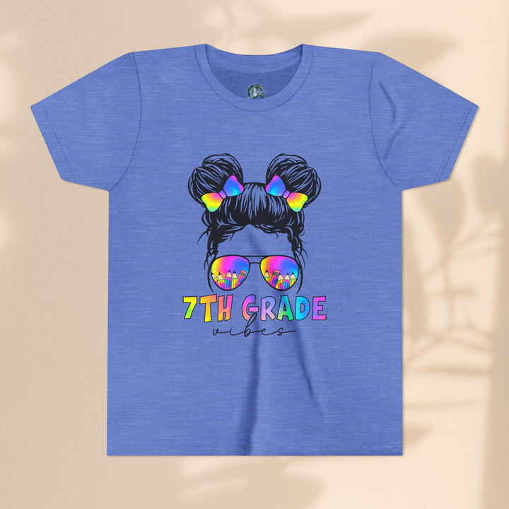 Rainbow 7th Grade Vibes Tee, Fun Youth T-Shirt, Back to School Fashion, Kids Graphic Tee, Teen Birthday Gift, Colorful Kids Wear