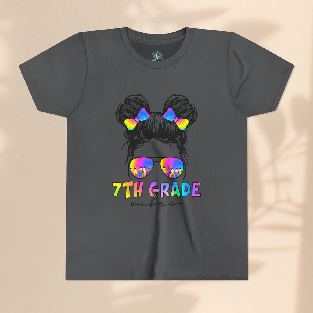 Rainbow 7th Grade Vibes Tee, Fun Youth T-Shirt, Back to School Fashion, Kids Graphic Tee, Teen Birthday Gift, Colorful Kids Wear