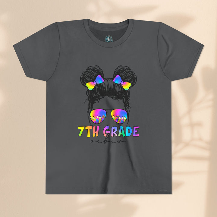 Rainbow 7th Grade Vibes Tee, Fun Youth T-Shirt, Back to School Fashion, Kids Graphic Tee, Teen Birthday Gift, Colorful Kids Wear