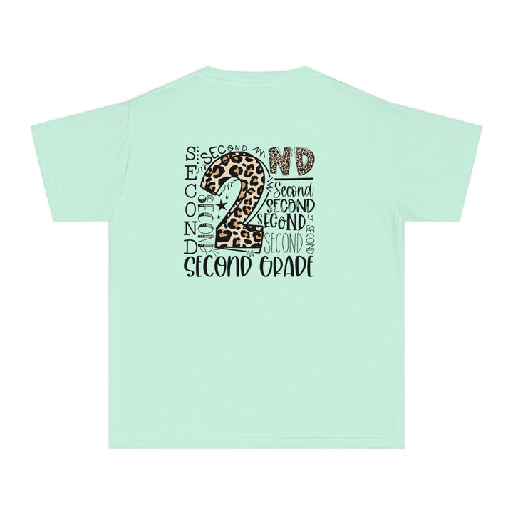 Fun Second Grade Leopard Print Youth Tee, Kids Birthday Shirt, Back to School Apparel, Birthday Gift, Animal Print T-Shirt