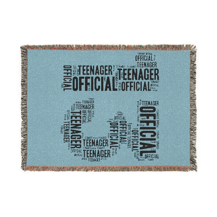 13 Years Old Official Teenager Woven Blanket – Cozy Word Art Throw, Perfect Gift for Teens