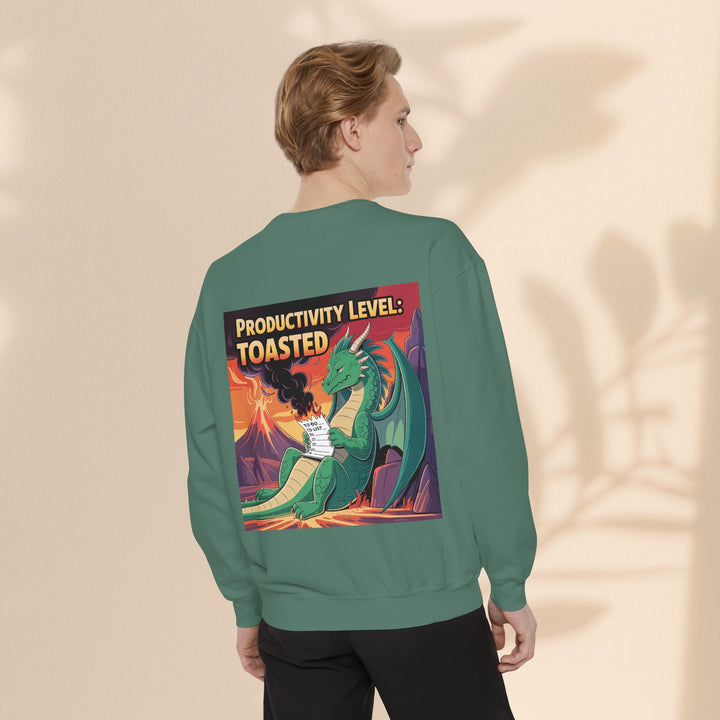 Toasted Productivity Level Dragon Sweatshirt, Cozy Gift, Funny Sweatshirt, Fantasy Apparel, Dragon Lover Clothing, Work From Home Style