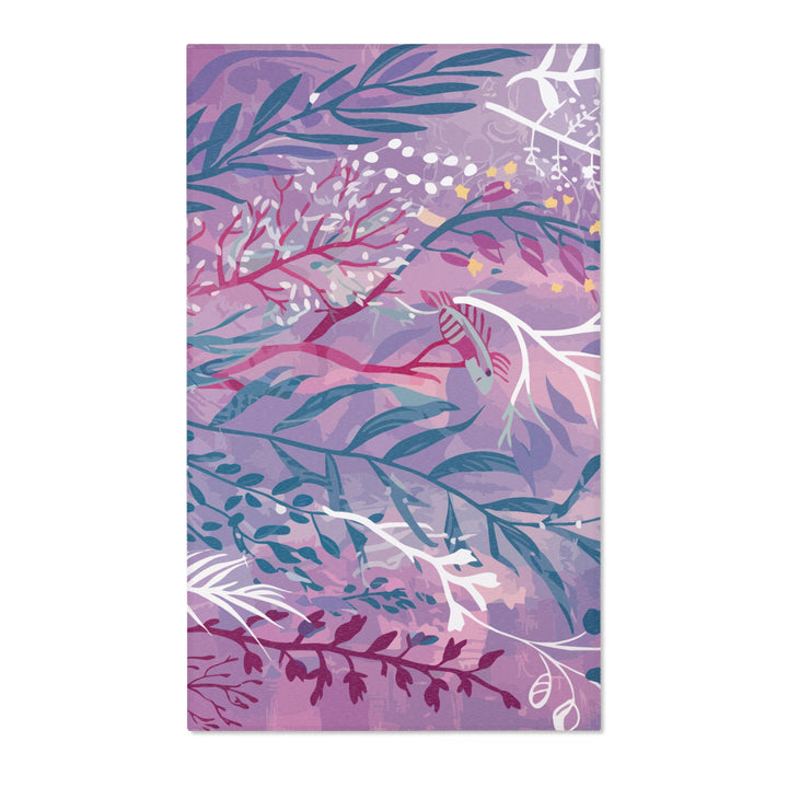 Boho Chic Area Rug - Purple Seaweed Home Decor Mat for Living Room