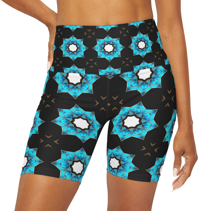 High Waisted Yoga Shorts - Message Pattern