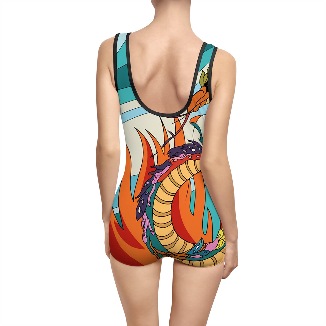 Women's Vintage Phoenix Dragon Swimsuit - Colorful Summer Swimwear