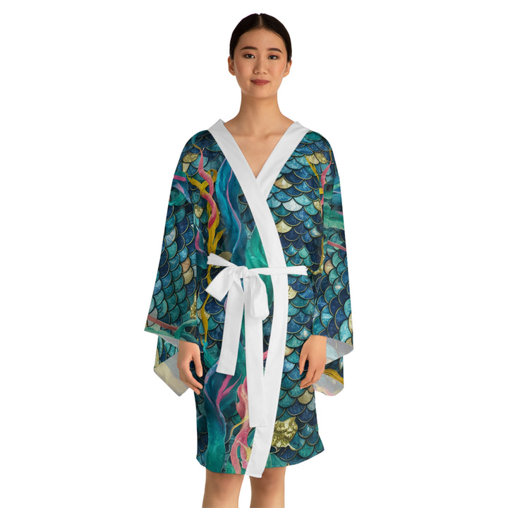 Long Sleeve Kimono Robe (AOP) - Mermaid Scale Party