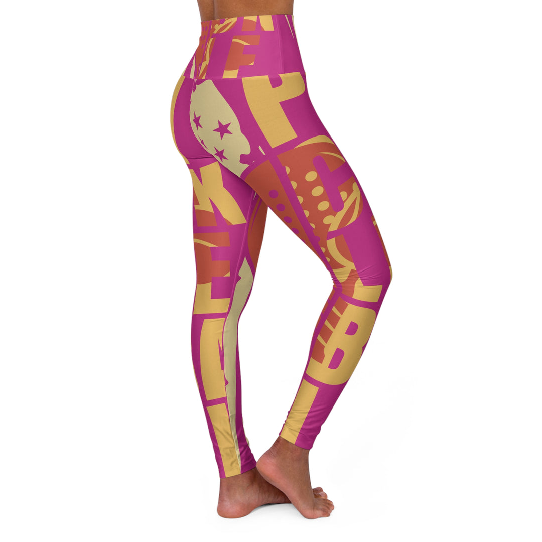 High Waisted Yoga Leggings - Pink Pickleball Love