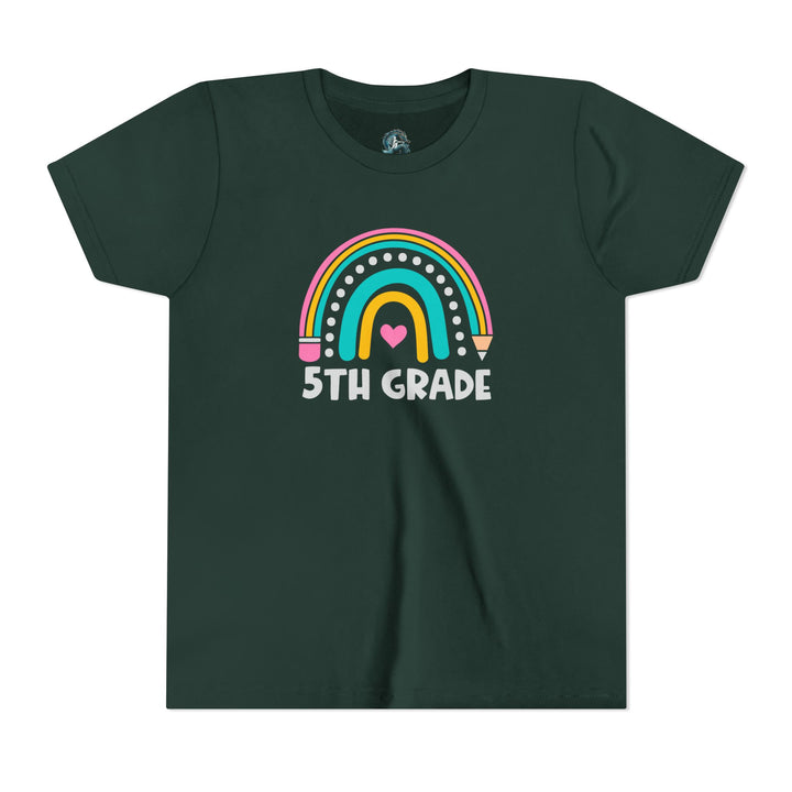 Rainbow 5th Grade Youth Tee, Back to School Shirt, Kids Birthday Gift, Elementary Student Apparel, Classroom Outfit, Fun Kids Wear