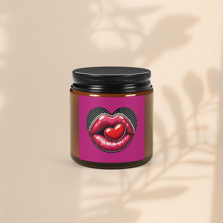 Scented Soy Candle (Multi-Size, Amber Jar) - Kiss Me