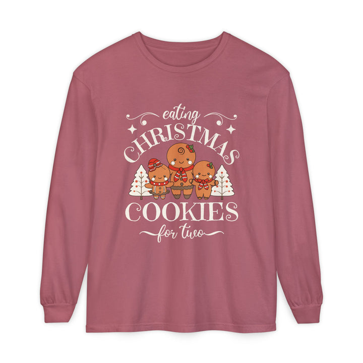 Unisex Garment-dyed Long Sleeve T-Shirt - Eating Christmas Cookies For Two
