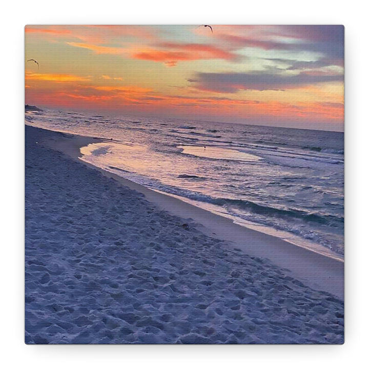 Sunset Beach Matte Stretched Canvas Print