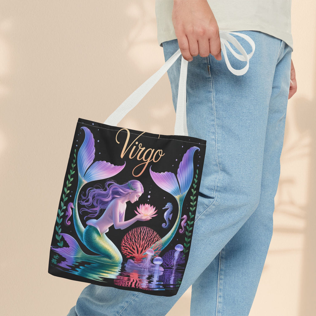 Virgo Mermaid Tote Bag, Virgo Gift, Zodiac Bag, Sea Creature Style, Ocean Lover Accessory, Birthday Present