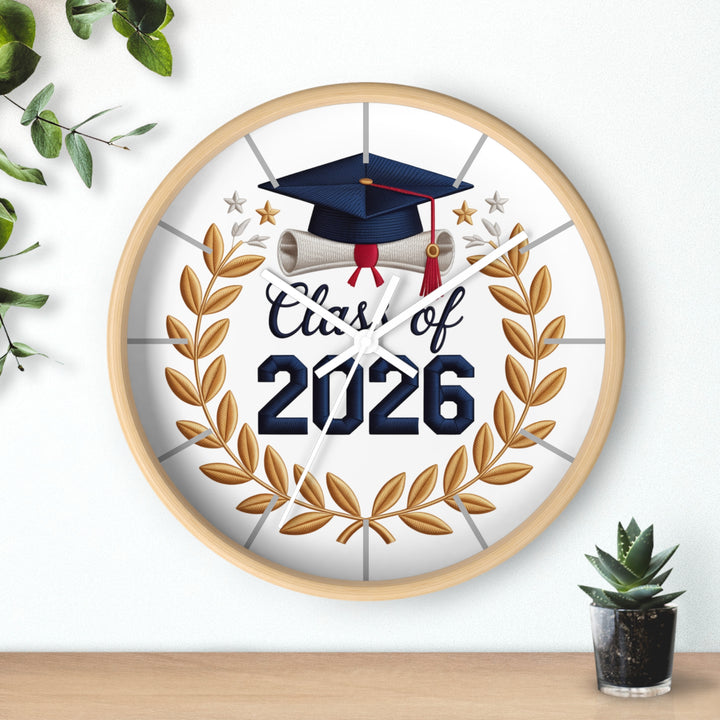 Class of 2026 Graduation Wall Clock — Graduate Cap & Diploma Keepsake