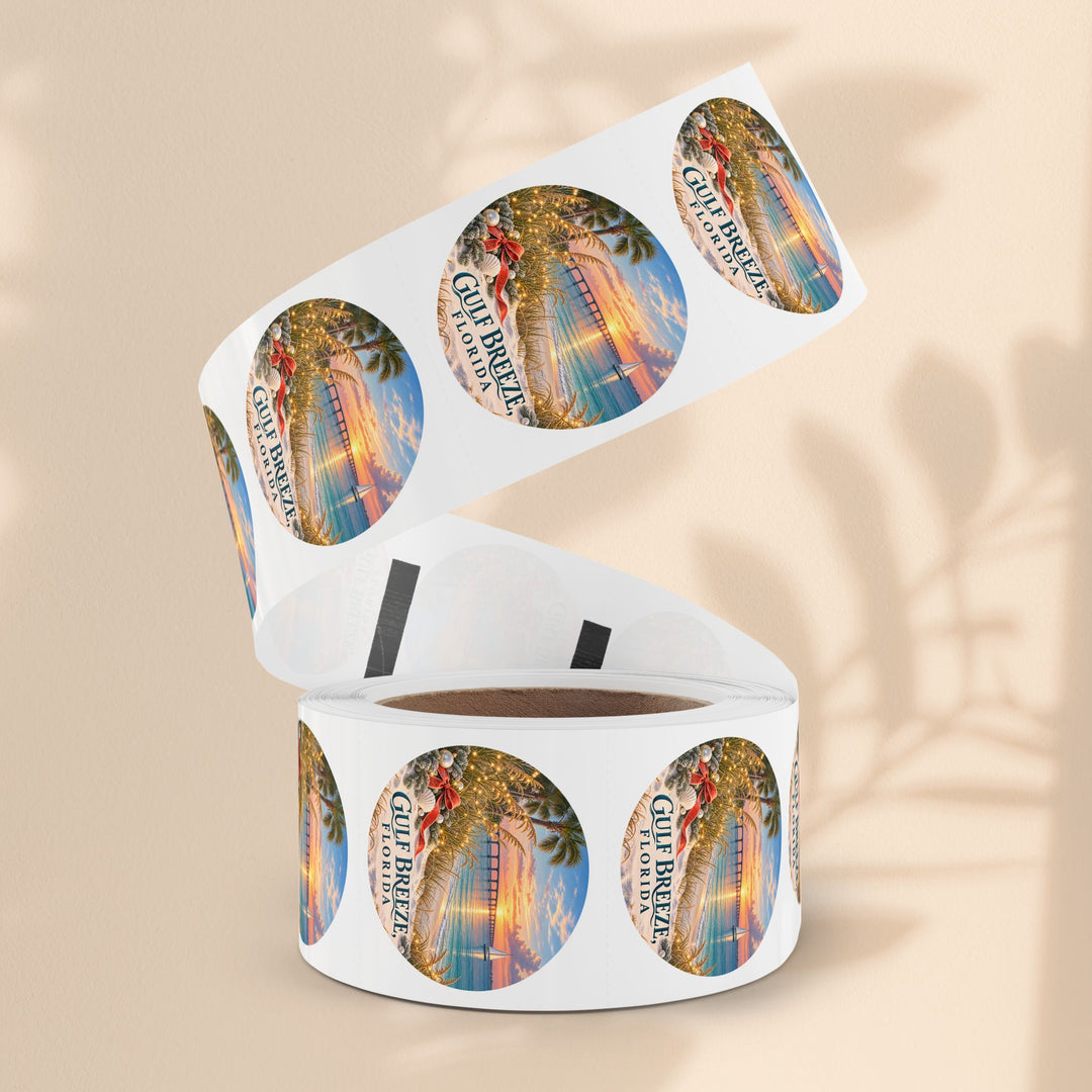 Gulf Breeze Florida Sticker Roll – Scenic Beach Souvenir Labels