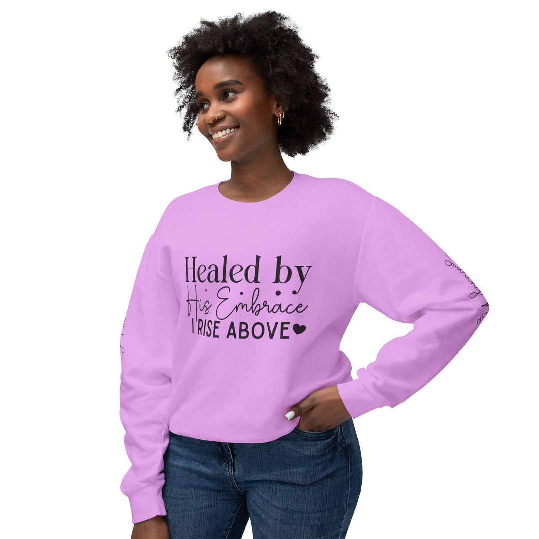 Unisex Lightweight Crewneck Sweatshirt - Healed By His Embrace