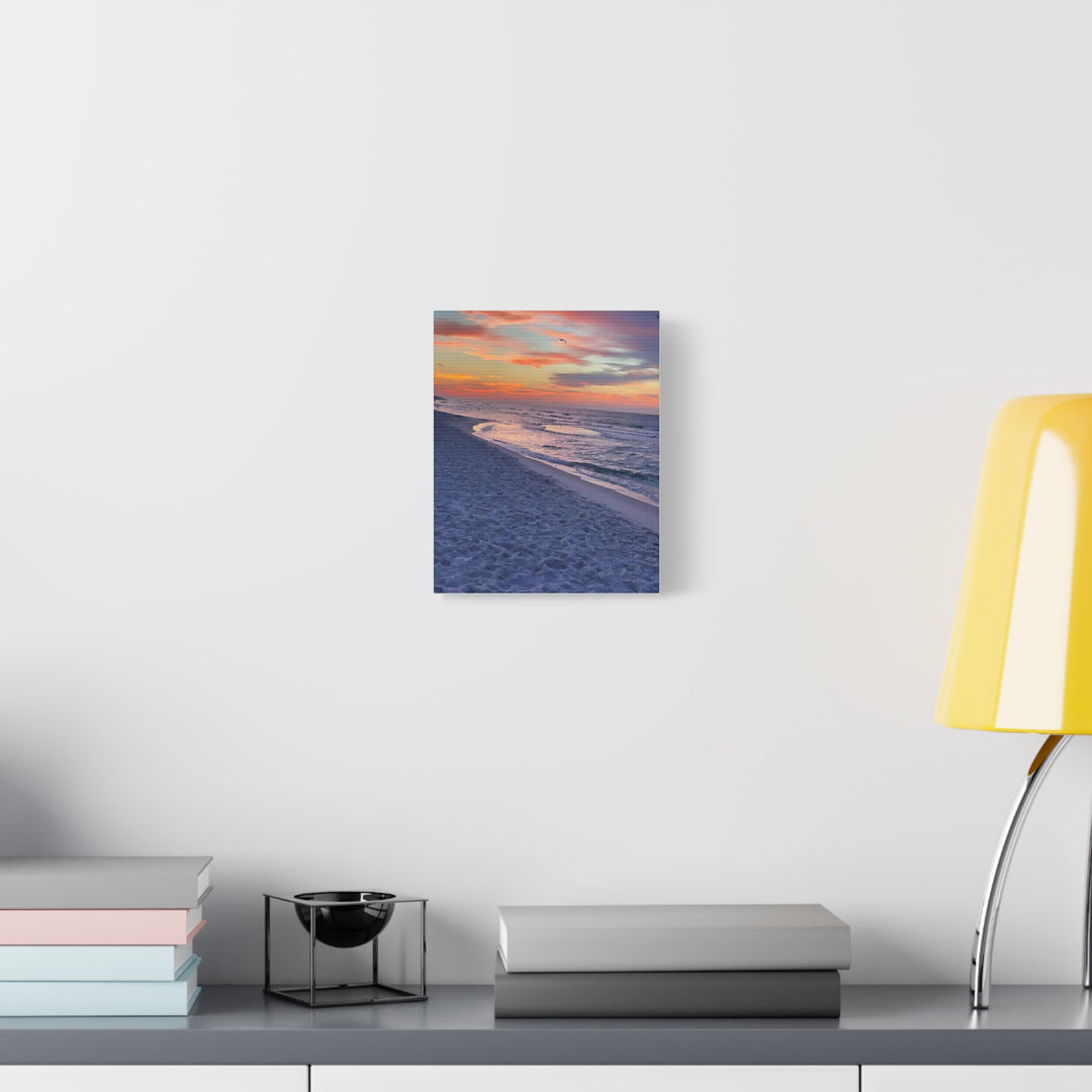 Sunset Beach Matte Stretched Canvas Print