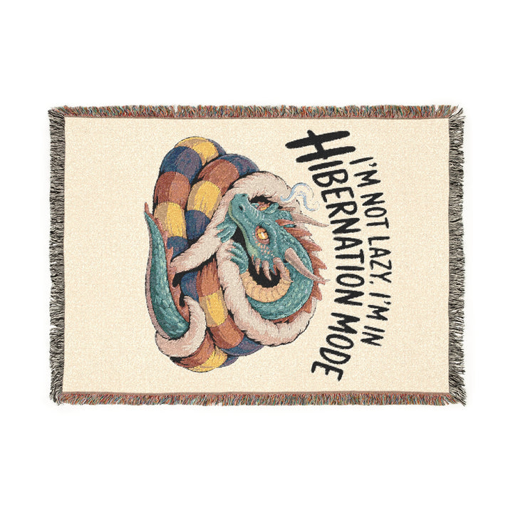 Dragon Woven Blanket – “I’m Not Lazy, I’m Hibernating” Cozy Throw, Fun Home Décor & Gift for Fantasy Lovers