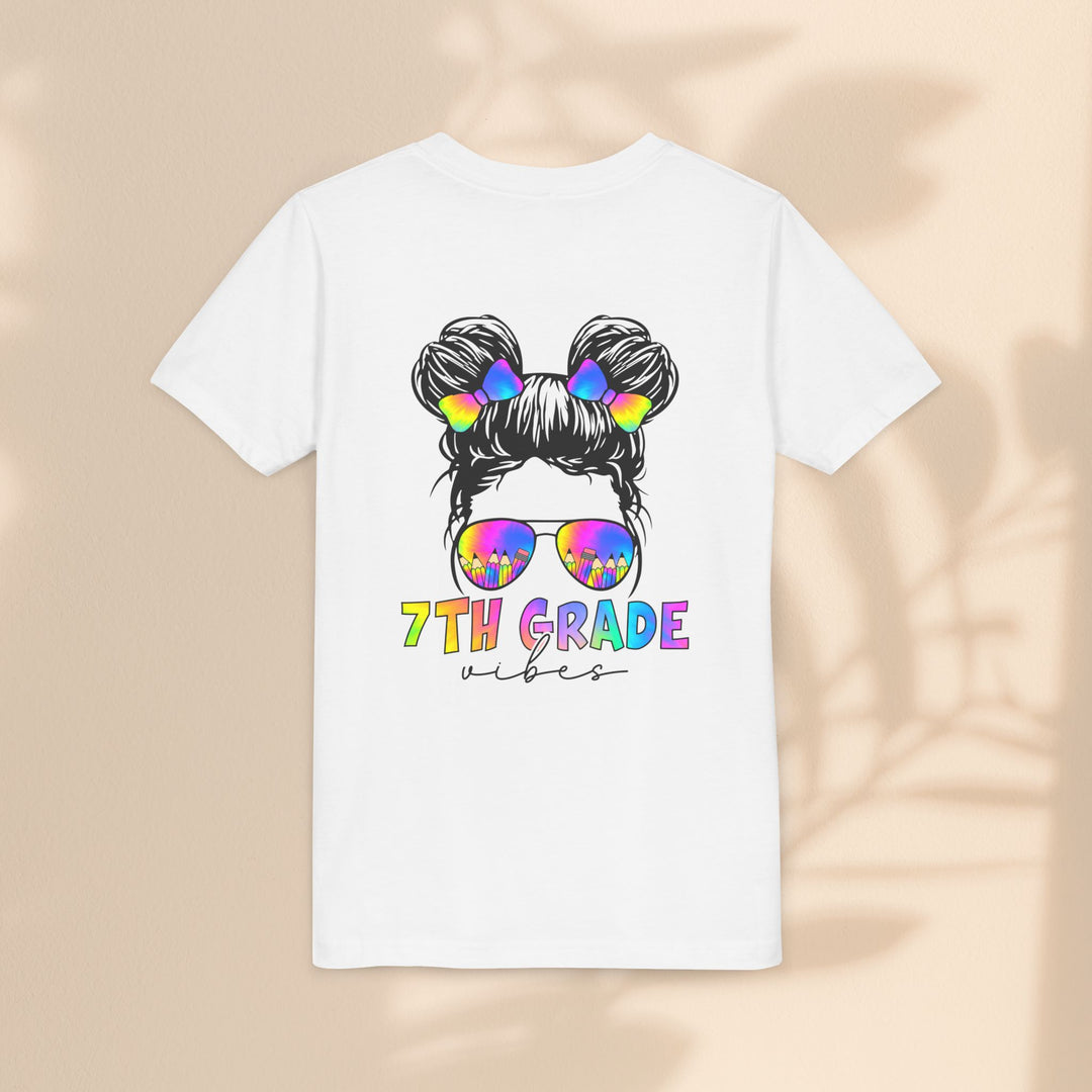 Rainbow 7th Grade Vibes Tee, Fun Youth T-Shirt, Back to School Fashion, Kids Graphic Tee, Teen Birthday Gift, Colorful Kids Wear