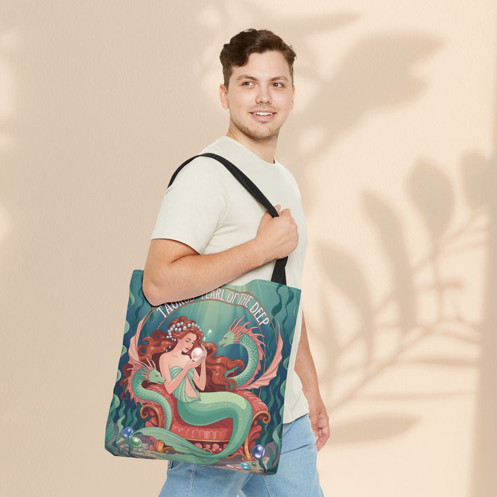 Taurus Mermaid Tote Bag, Taurus Zodiac, Ocean Lover Gift, Beach Accessory, Astrology Decor, Unique Shopping Bag