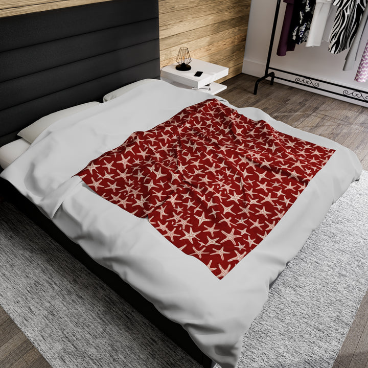 Velveteen Plush Blanket - Red Stars