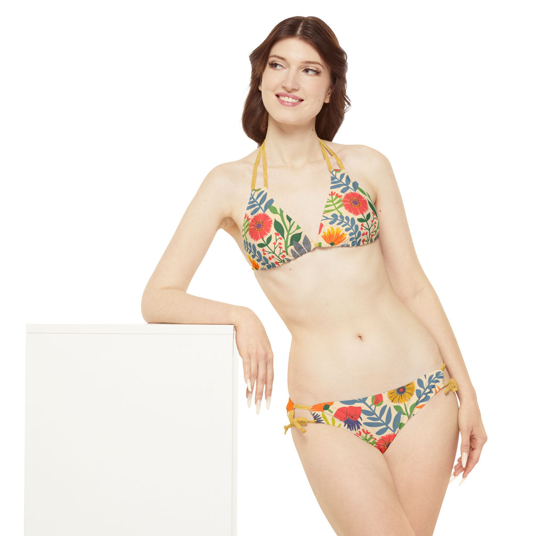 String Bikini Set - Bright Coastal Flowers