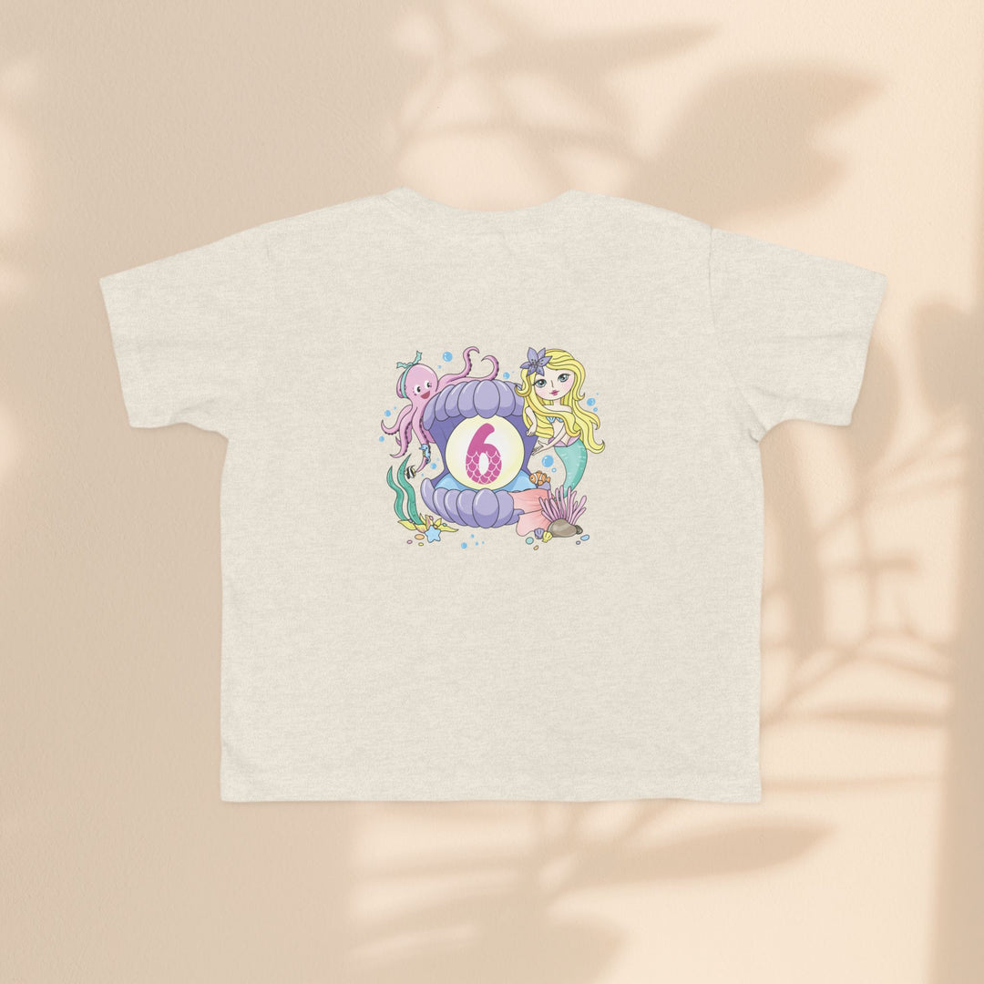Age 6 Toddler Tee with Mermaid & Octopus Design - Birthday Celebration, Gifts for Ages 6