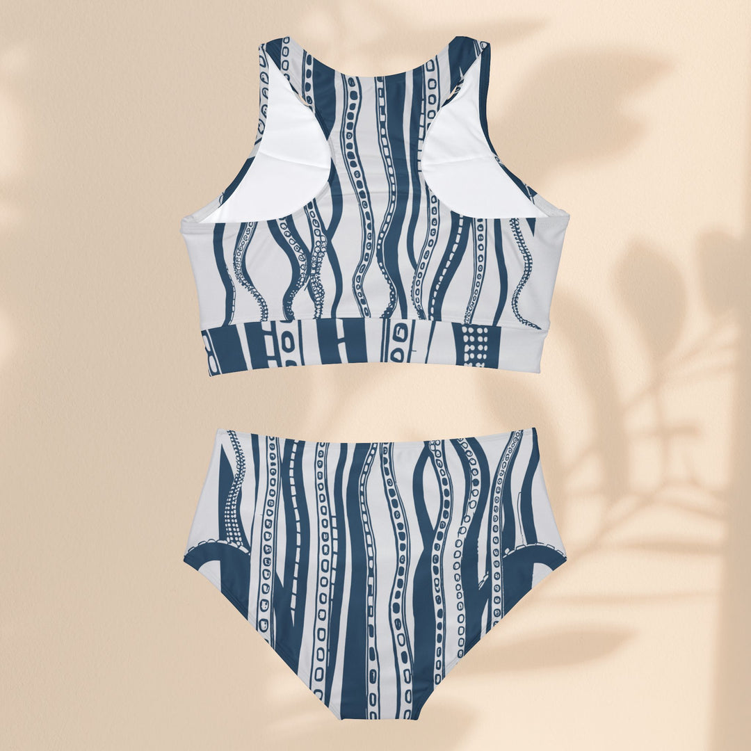 Sporty Two-piece Swim suit Set - Downward Octopus