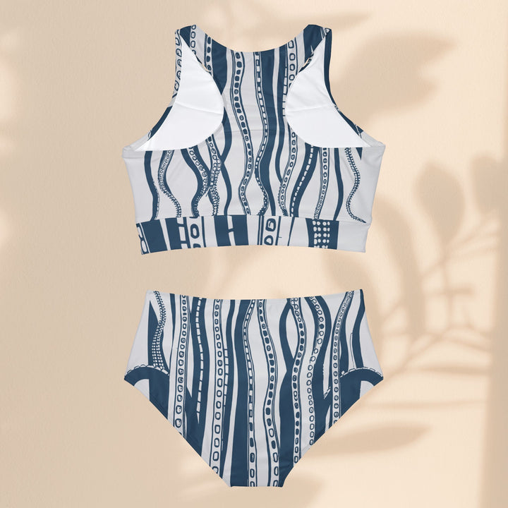 Sporty Two-piece Swim suit Set - Downward Octopus