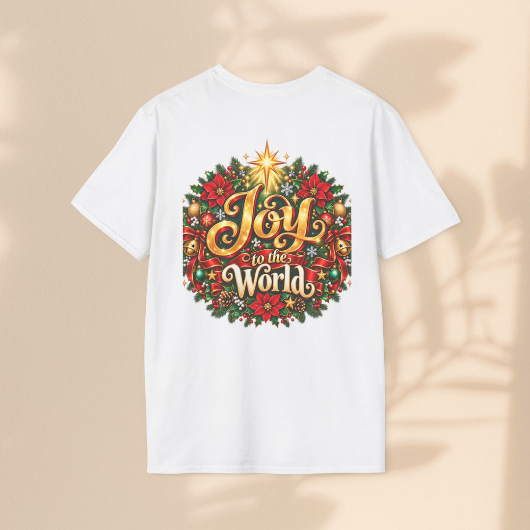 Joy to the World Christmas T-Shirt — Festive Wreath Holiday Tee