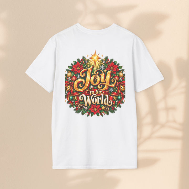 Joy to the World Christmas T-Shirt — Festive Wreath Holiday Tee