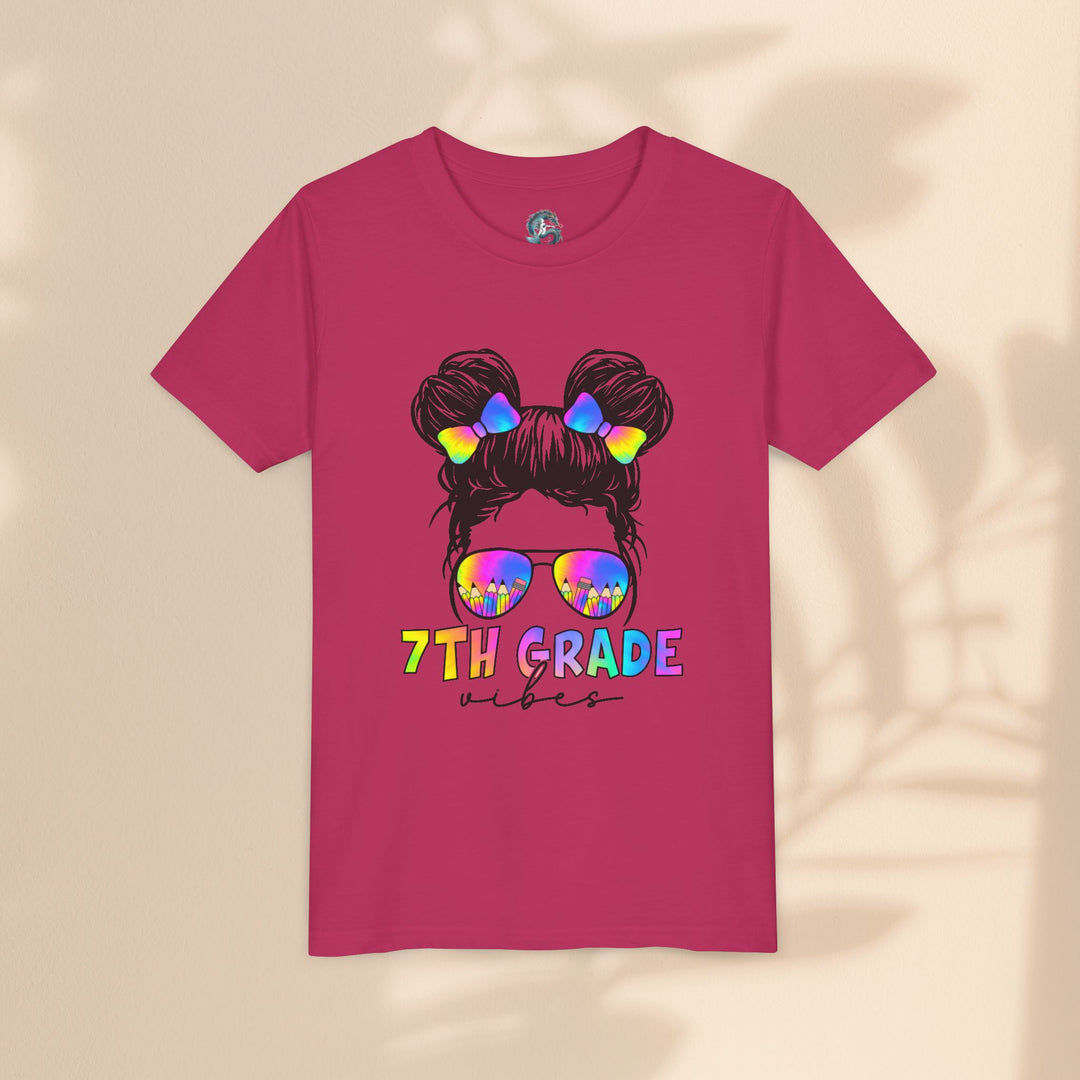 Rainbow 7th Grade Vibes Tee, Fun Youth T-Shirt, Back to School Fashion, Kids Graphic Tee, Teen Birthday Gift, Colorful Kids Wear