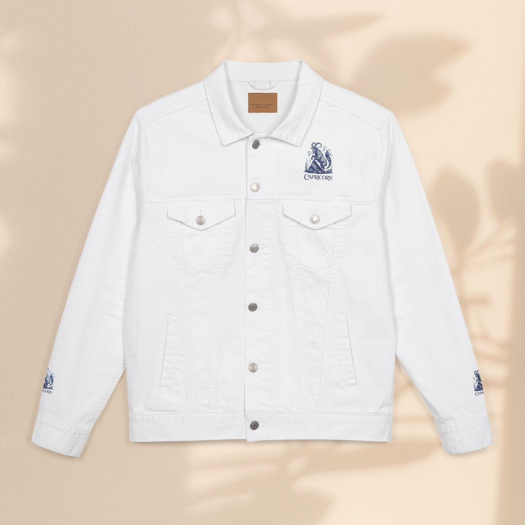 Capricorn Embroidery Denim Jacket – Trendy Unisex Casual Wear & Zodiac Gift