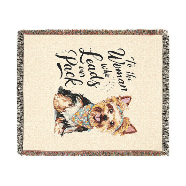 For the Woman Who Leads the Pack – Cozy Woven Blanket for Dog Lovers, Inspirational Pet Quote, Warm Home Décor & Perfect Gift