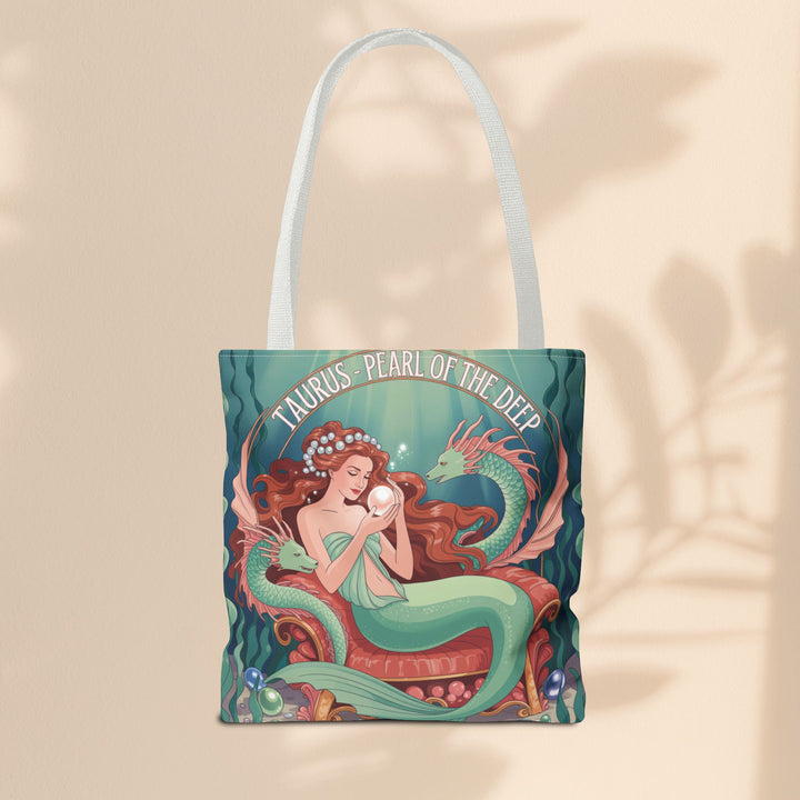 Taurus Mermaid Tote Bag, Taurus Zodiac, Ocean Lover Gift, Beach Accessory, Astrology Decor, Unique Shopping Bag