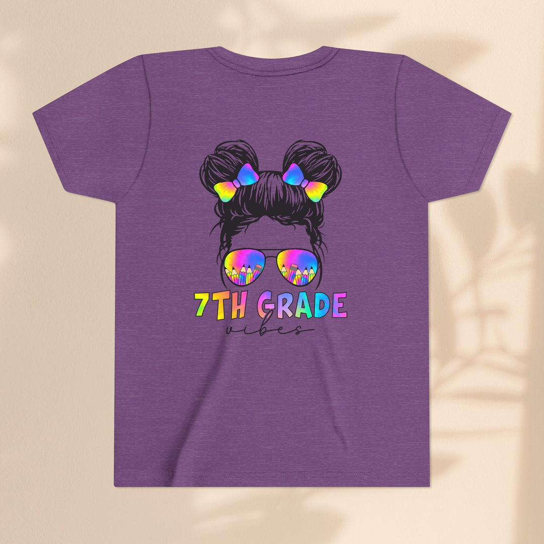 Rainbow 7th Grade Vibes Tee, Fun Youth T-Shirt, Back to School Fashion, Kids Graphic Tee, Teen Birthday Gift, Colorful Kids Wear