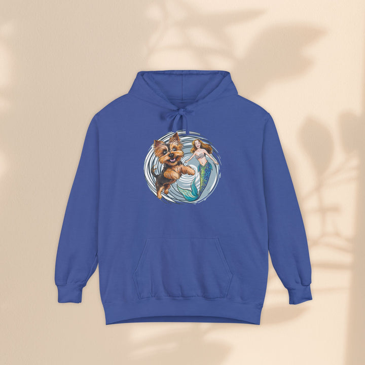 Unisex Garment-Dyed Hoodie - Mermaid and Terrier