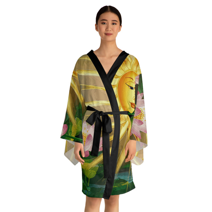 Long Sleeve Kimono Robe (AOP) - Lotus Sun