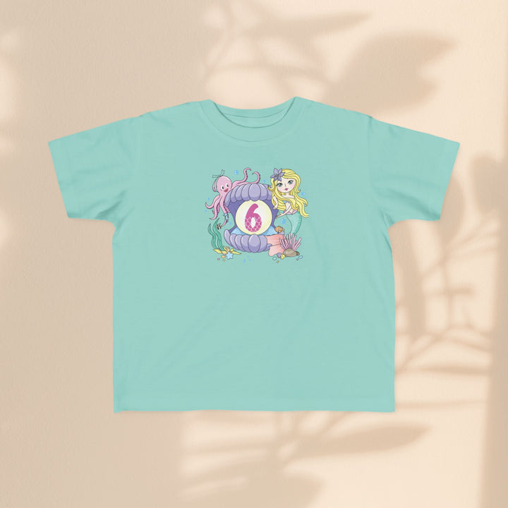 Age 6 Toddler Tee with Mermaid & Octopus Design - Birthday Celebration, Gifts for Ages 6