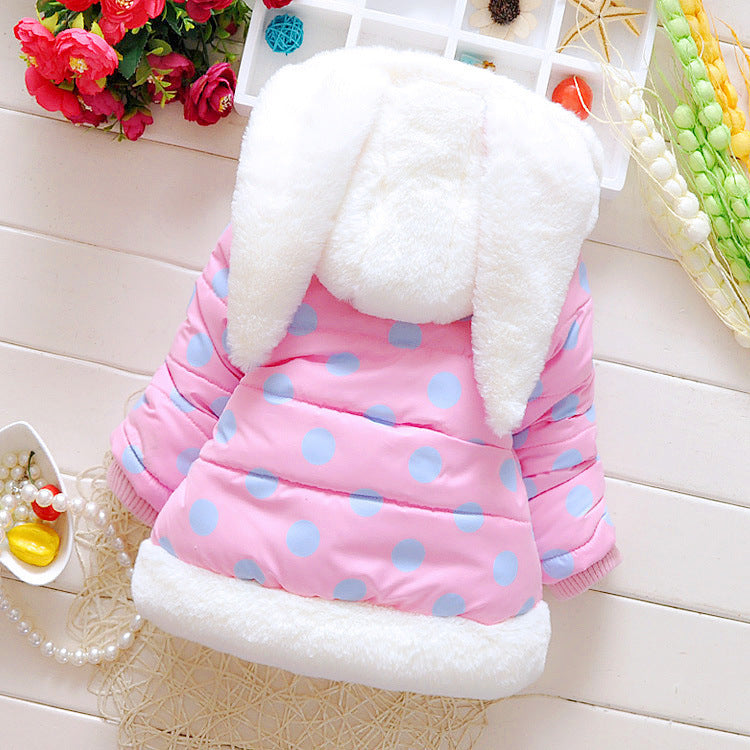 Girls’ Bunny Polka-Dot Padded Winter Coat