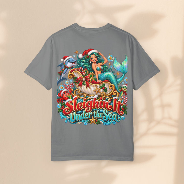 Mermaid Christmas T-Shirt – Sleighin’ It Under the Sea Holiday Tee