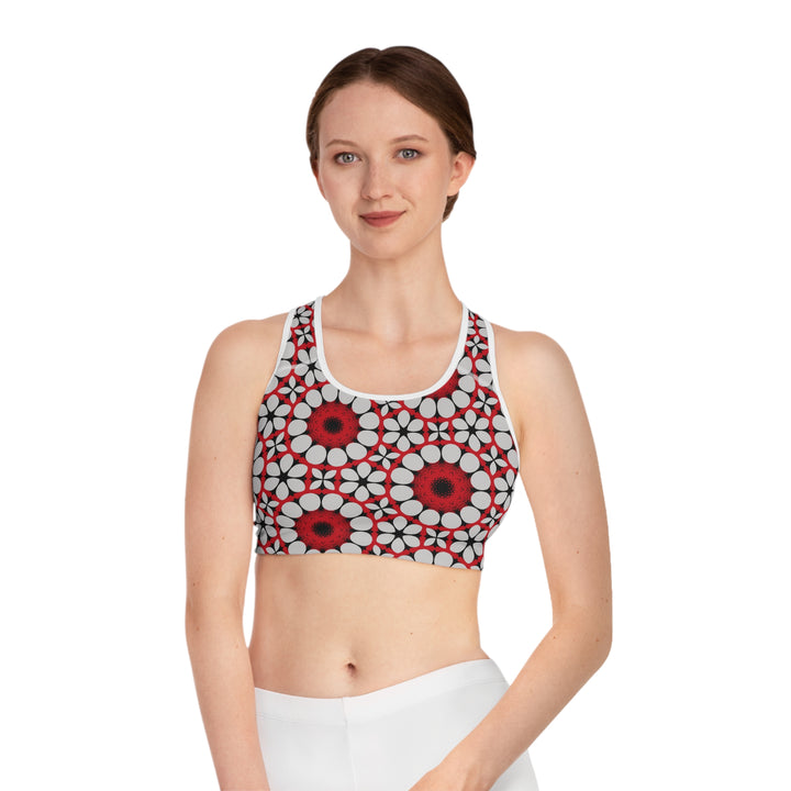 Sports Bra (AOP) - Crimson Circles