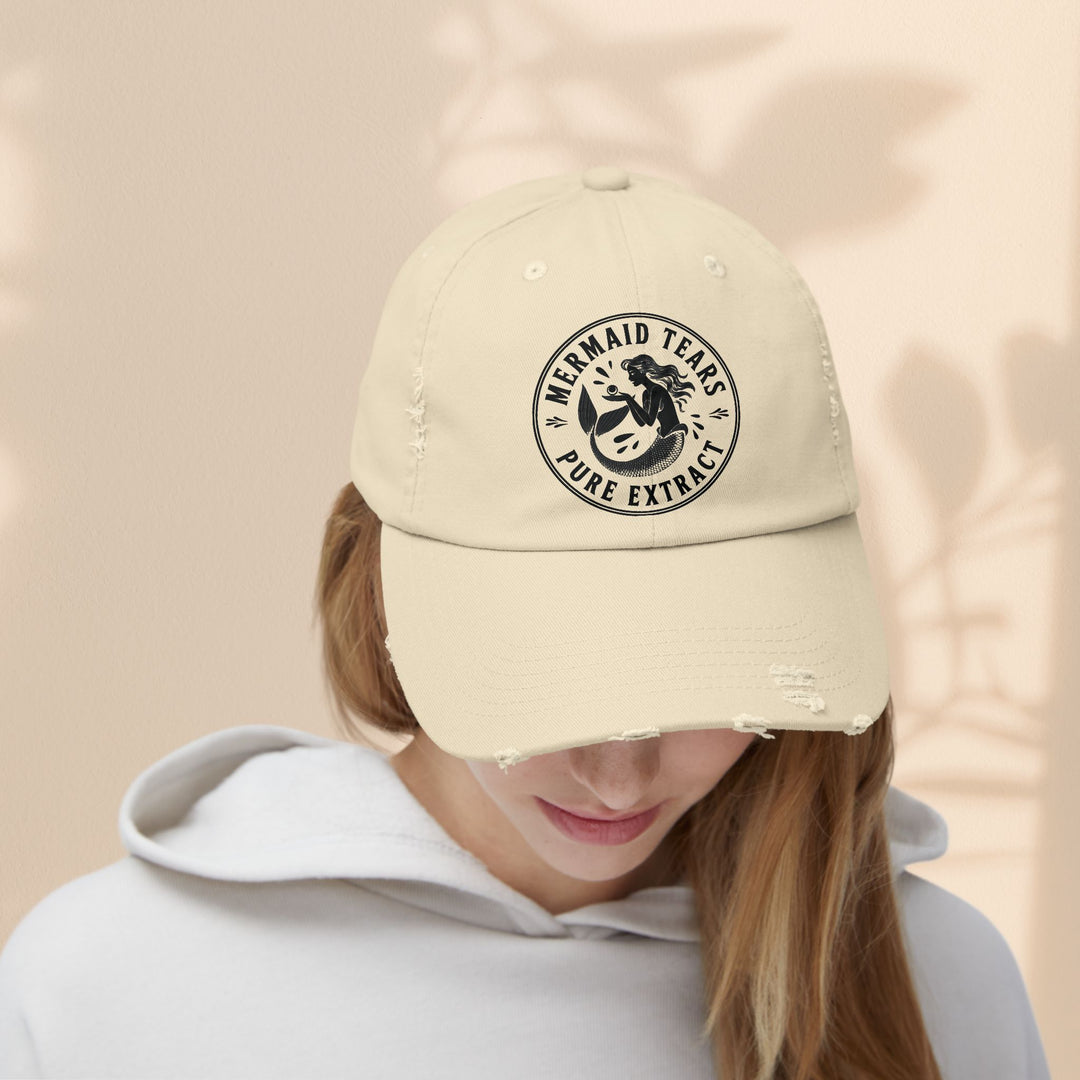 Mermaid Tears Distressed Cap – Trendy Casual Hat & Summer Beach Accessory