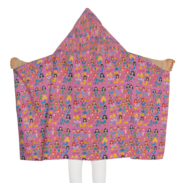 Kids Hooded Towel — Colorful Cartoon Mermaid & Sea Friends