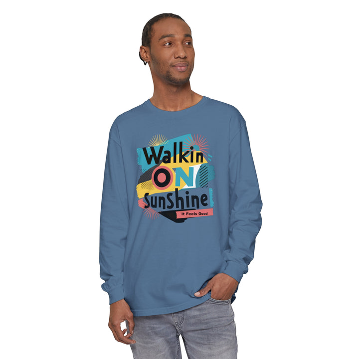 Unisex Garment-dyed Long Sleeve T-Shirt - Walking On Sunshine