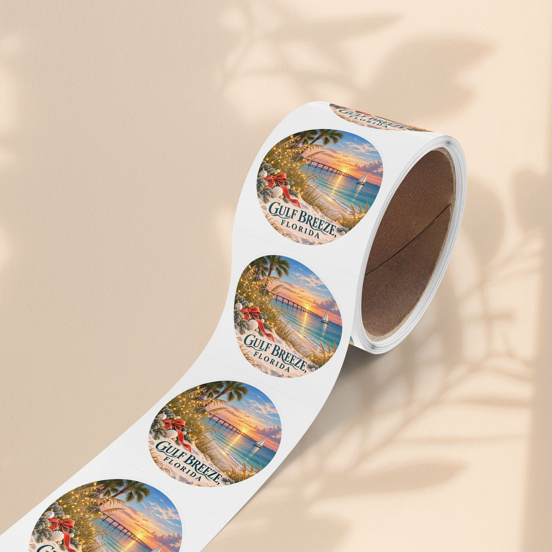 Gulf Breeze Florida Sticker Roll – Scenic Beach Souvenir Labels