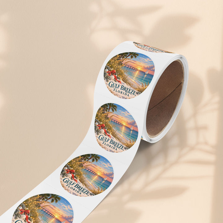 Gulf Breeze Florida Sticker Roll – Scenic Beach Souvenir Labels