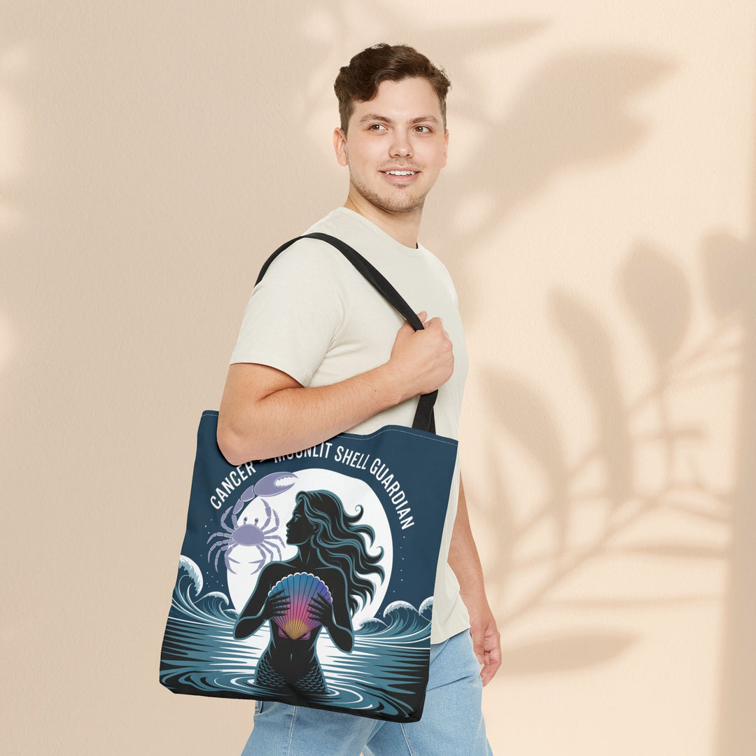 Zodiac Cancer Tote, Astrology-Inspired Tote Bag, Zodiac Gift, Cancer Moonlit Shell Guardian, Eco-Friendly Bag, Gift for Her