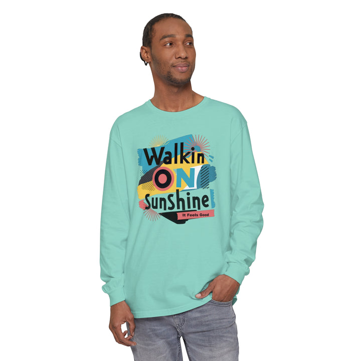 Unisex Garment-dyed Long Sleeve T-Shirt - Walking On Sunshine