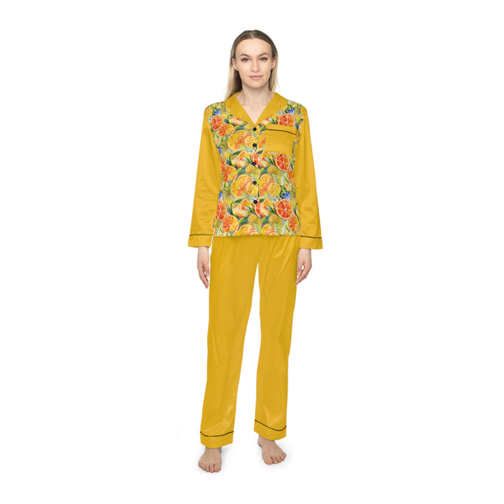 Women's Satin Pajamas (AOP) - Orange Sunshine